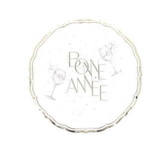 8 Assiettes blanches "Bonne Année" - décoration de table Noël
