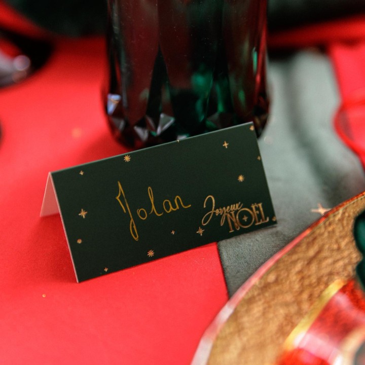 Marque place vert "Joyeux Noël" Intemporel - décoration de table Noël