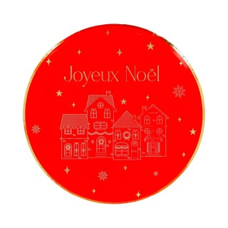 Assiettes rouges "Joyeux Noël" luxury Christmas - décoration de table Noël