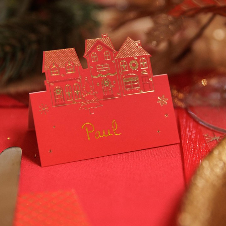 Marque place rouge "Joyeux Noël" Luxury Christmas - décoration de table Noël