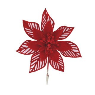 Poinsettia velours rouge ajouré  – décoration de Noël