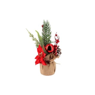 Composition prestige pot jute - décorations de Noël