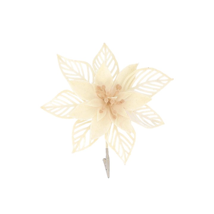 Poinsettia velours blanc - Décoration de Noël