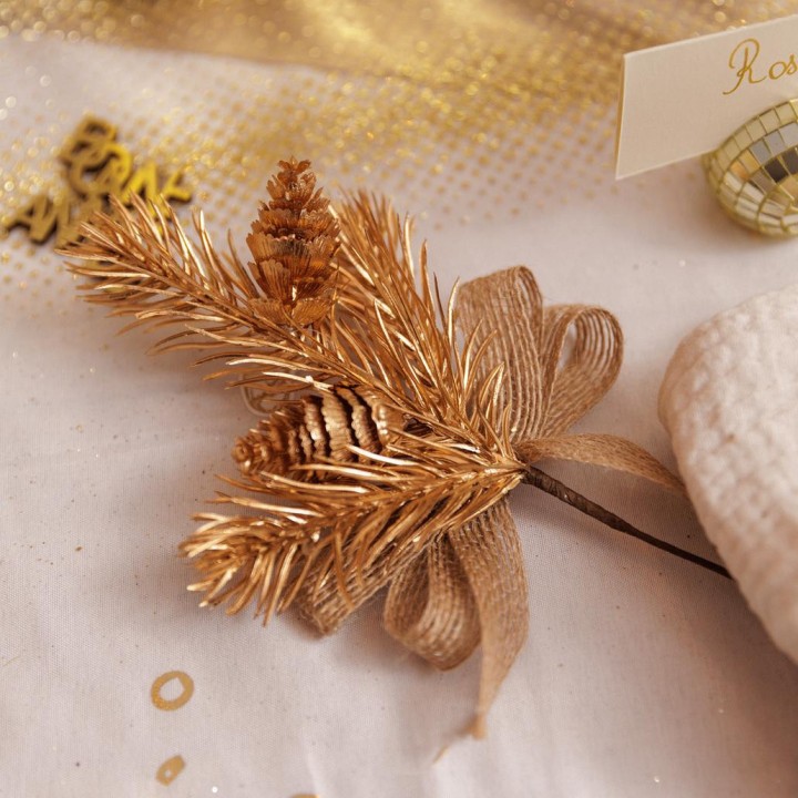 Pic Étincelant avec noeud – décoration de table hiver et fêtes