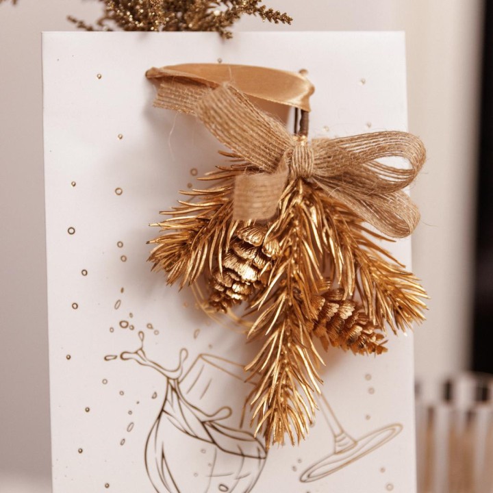 Pic Étincelant avec noeud – décoration de table hiver et fêtes