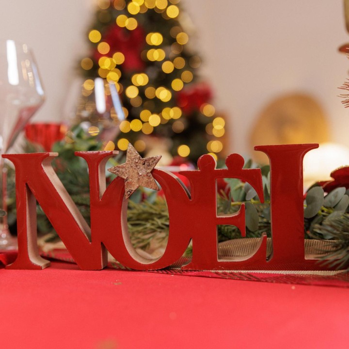 Centre de table Noël rouge étoile- décoration noël