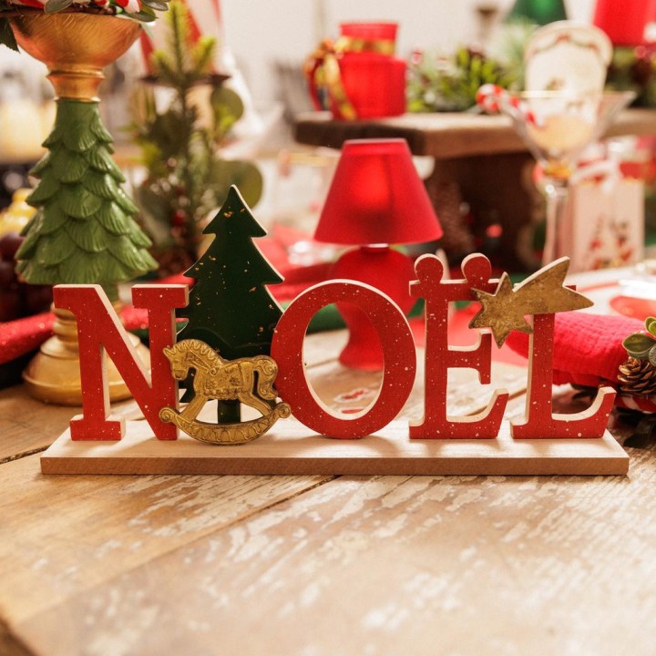 Centre de table Noël cheval a bascule- décoration noël