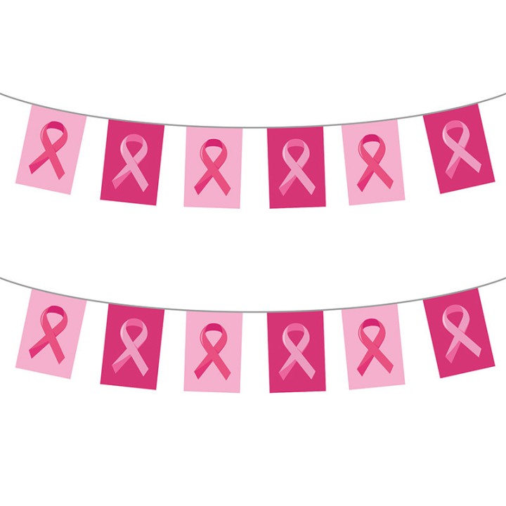 Guirlande fanion Octobre rose 10m