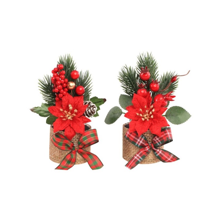 Mini bouquet poinsetia rouge – décoration de Noël