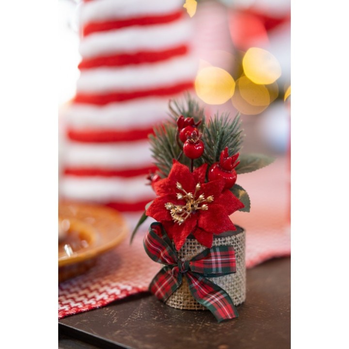 Mini bouquet poinsetia rouge – décoration de Noël