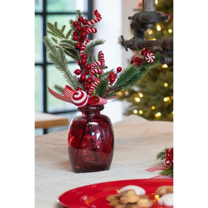 Branche baies rouge et candy - décoration festive