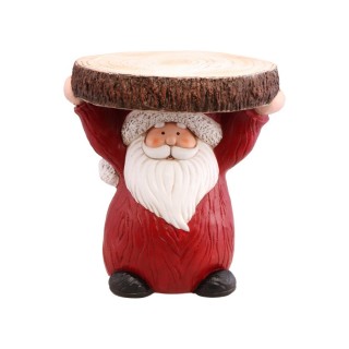 Père noël résine plateau rondin de bois - décoration noël