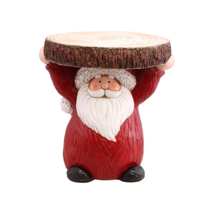 Père noël résine plateau rondin de bois - décoration noël