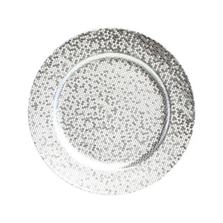 Sous assiette boule à facettes argent - vaisselle festive