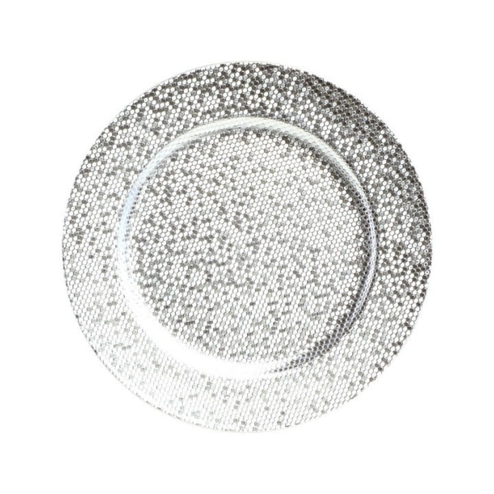 Sous assiette boule à facettes argent - vaisselle festive
