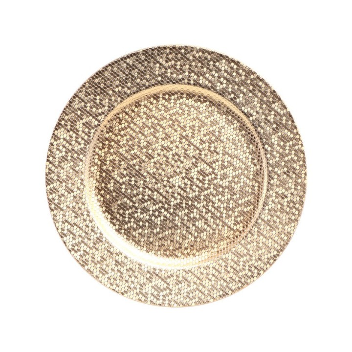 Sous assiette boule à facettes or - vaisselle festive