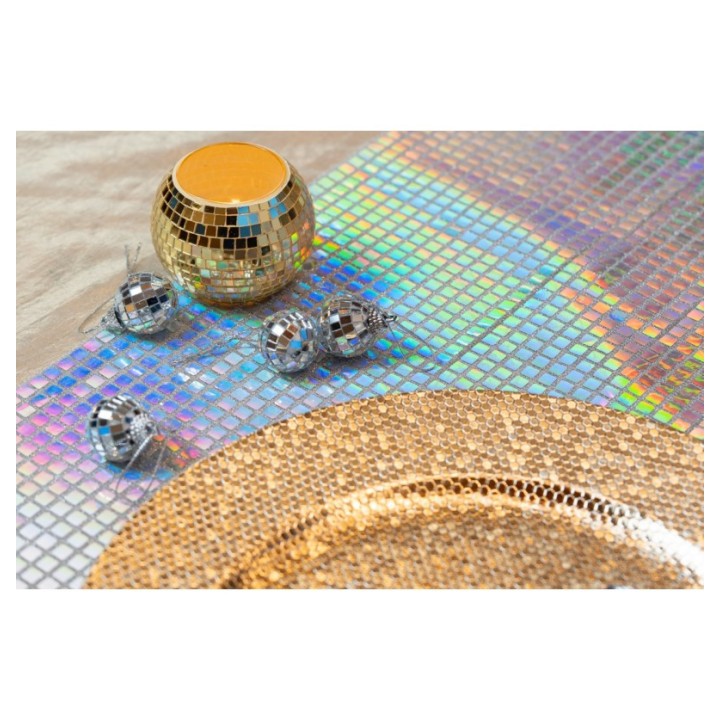 Chemin de table boule à facettes irisé 28CMSX3M - chemin de table