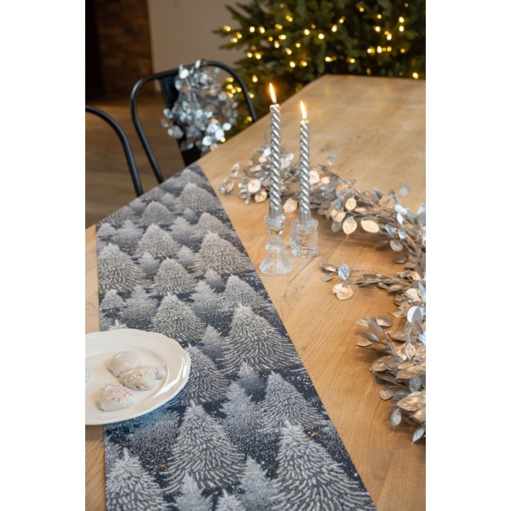 Chemin de table fourrure blanc sapin sequin 28CMSX3M - chemin de table