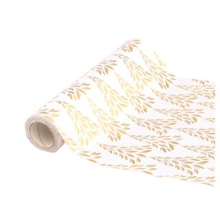 Chemin de table velours blanc tree symphony 28CMSX3M - chemin de table