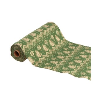 Chemin de table tricot vert sapin beige 27CMSX2,5M