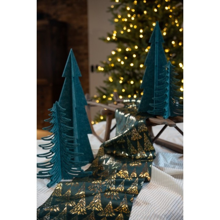 Chemin de table velours vert tree symphony 28CMSX3M - chemin de table