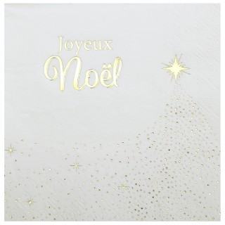 Serviettes blanches sapin de Noël scintillant - décoration de table Noël