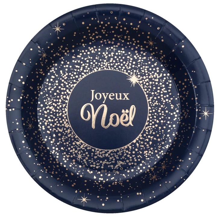 Assiettes marines sapin Noël scintillant x10 - décoration table de Noël