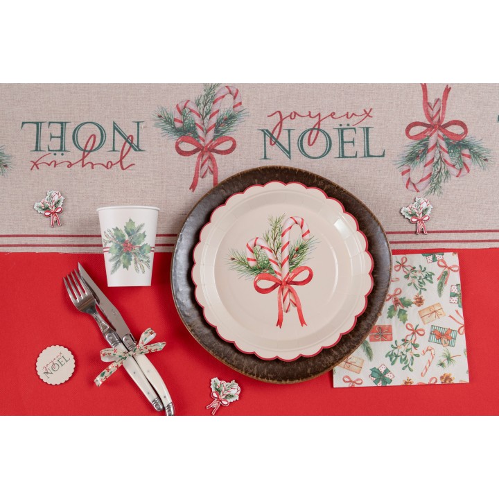 Serviettes blanches bouquet de Noël x20 - Décoration de table