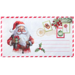 SERVIETTES BLANCHES ENVELOPPE PERE NOEL X20