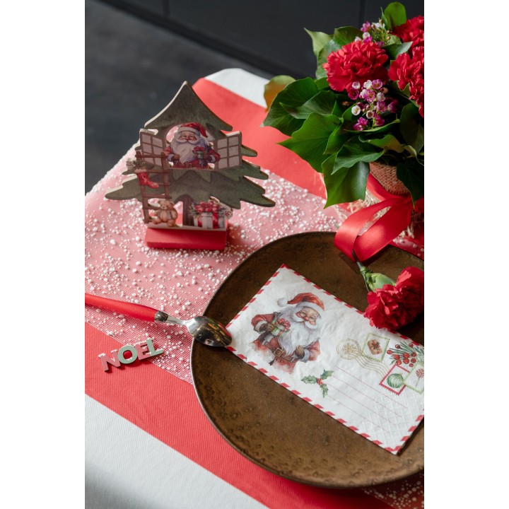 SERVIETTES BLANCHES ENVELOPPE PERE NOEL X20