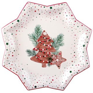 Assiettes blanches pain d'épices - décoration table de Noël