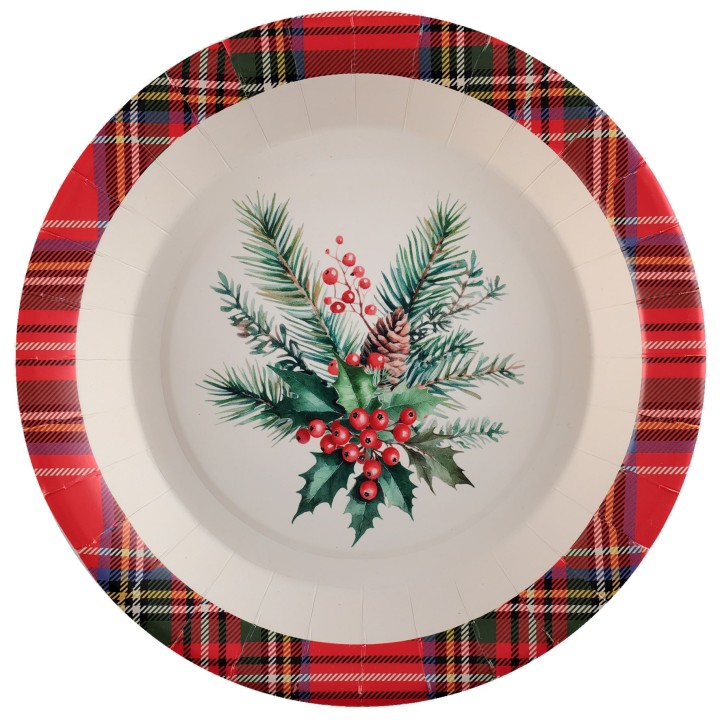Assiettes Tartan de noël x20 - serviettes de noël