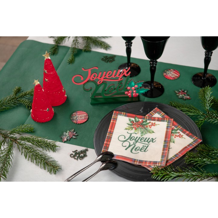 Centre de table  "Joyeux Noël" Tartan de noël  - décoration table de noël
