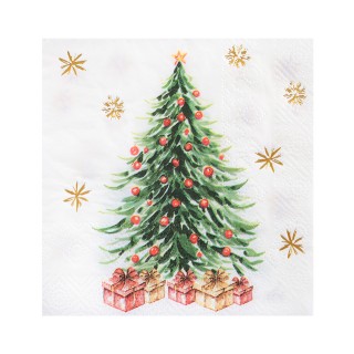 Serviettes cocktail blanches Cadeau Enchanté x20 - décoration table noël