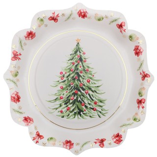 Assiettes blanches Cadeau Enchanté x10 - décoration table noël