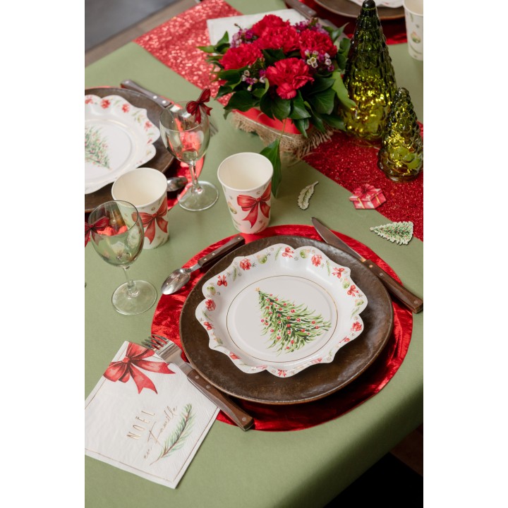 Assiettes blanches Cadeau Enchanté x10 - décoration table noël