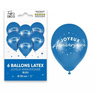 Ballons Joyeux anniversaire bleu touareg
