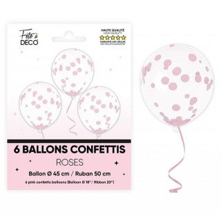Ballons confettis rose poudré x6