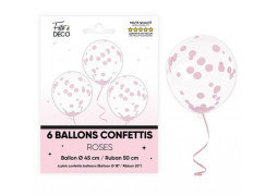 Ballons confettis rose poudré x6