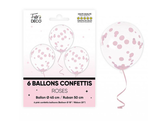 Ballons confettis rose poudré x6
