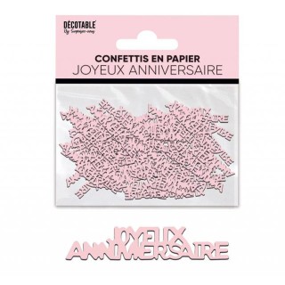 Confettis de table Joyeux anniversaire rose poudré