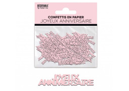 Confettis de table Joyeux anniversaire rose poudré