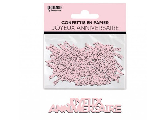 Confettis de table Joyeux anniversaire rose poudré