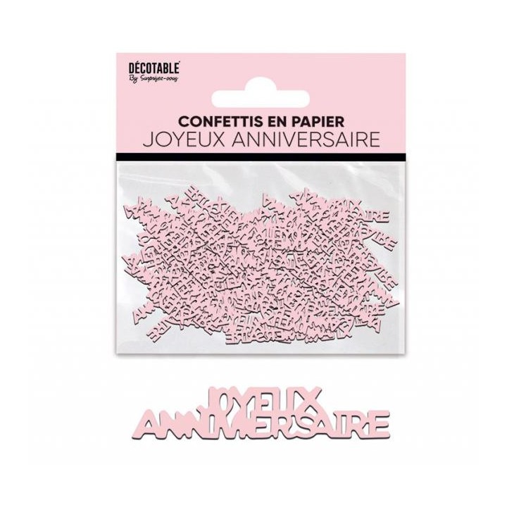 Confettis de table Joyeux anniversaire rose poudré