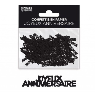 Confettis de table Joyeux anniversaire noir