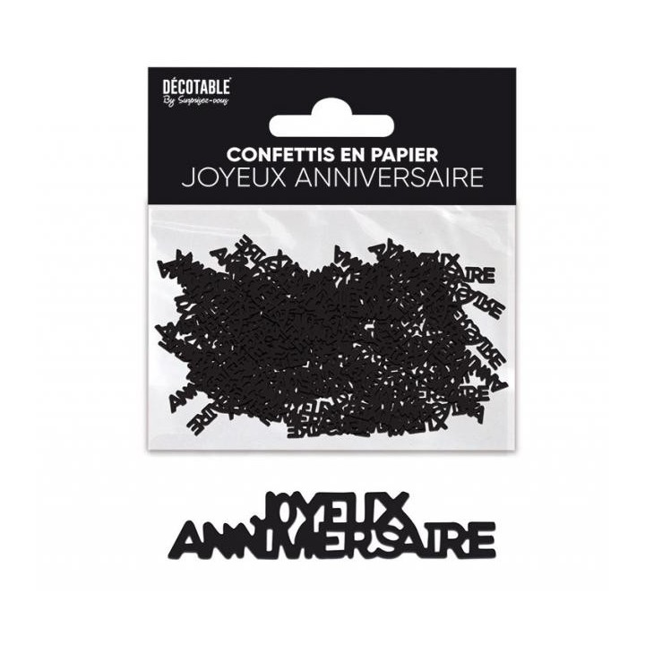 Confettis de table Joyeux anniversaire noir