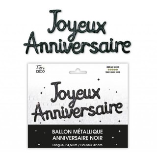 Ballon métallique Joyeux Anniversaire noir