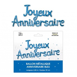 Ballon métallique Joyeux Anniversaire bleu touareg