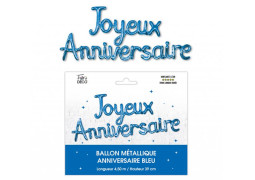 Ballon métallique Joyeux Anniversaire bleu touareg