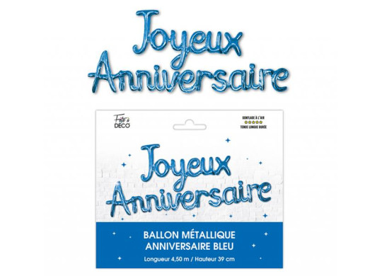 Ballon métallique Joyeux Anniversaire bleu touareg Ballon métallique Joyeux Anniversaire bleu touareg